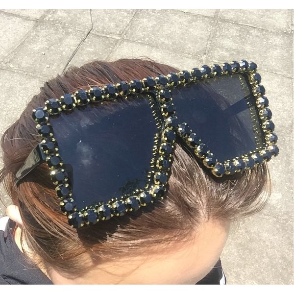 

big frame square diamond sunglasses women men vintage oversized 2019 sunglasses female male party crystal shades, White;black