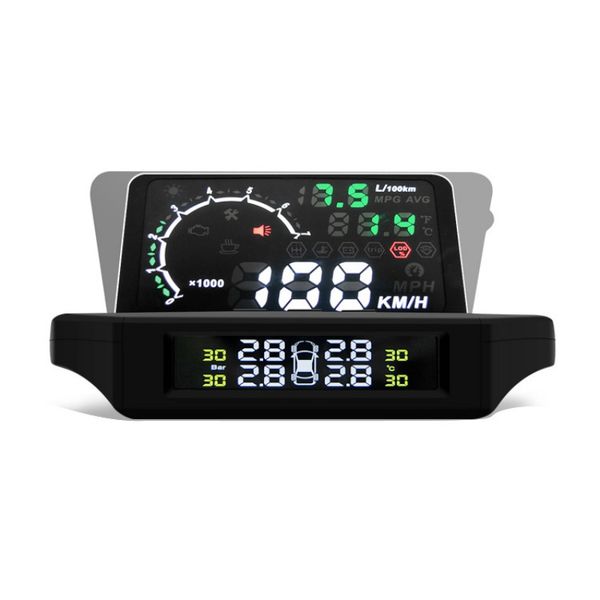 

car hud head up display/tire pressure monitoring sensor color projection overspeed alarm monitor diagnostic