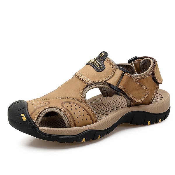 

2019 summer men hiking sandals outdoor leather mountain climbing trekking sport shoes anti-skid breathable aqua water sandals