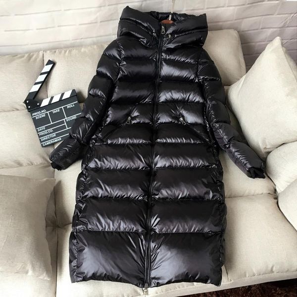 

women hooded female parka snow outwear puffer jacket waterproof 75% white duck down jacket women thick warm long winter coat dt191030, Black