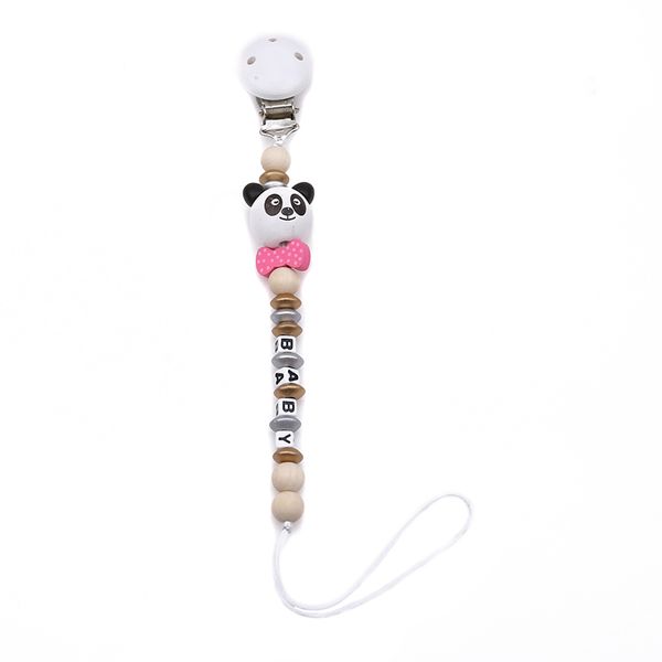 

infant baby pacifier clip pacifier chain panda shape hand made cute colourful beads dummy clip baby soother holder for baby kid