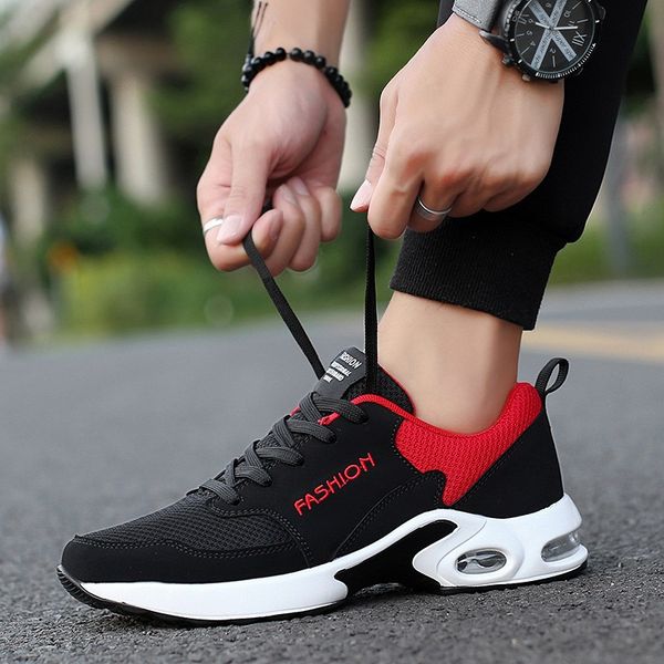 

men casual shoes classic air mesh flat non-leather anti-slip man sneakers outdoor jogging trainer male footwear tenis masculino, Black
