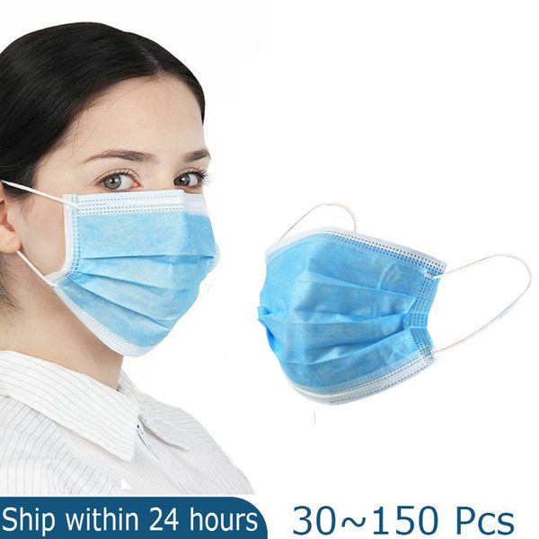 

одноразовые взрослые ушные маски для лица рот маски 3-слойные защитные c-вирусные маски masker mask 30 50 100 150 шт