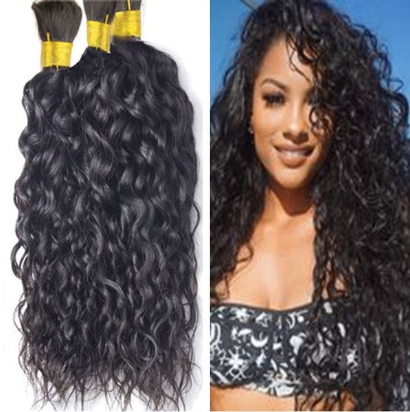 Capelli umani alla rinfusa onda d'acqua brasiliana 3pc capelli per intrecciare nessun attaccamento