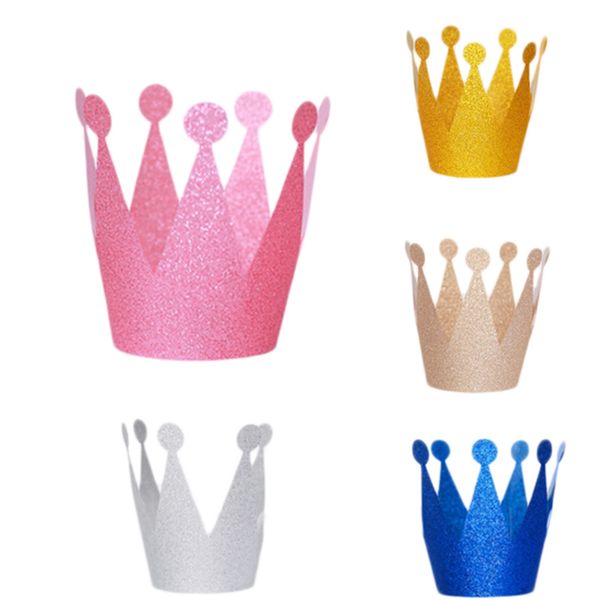 

6pcs/lot glitter little prince princess plastic crown hats birthday party baby shower kids birthday decorations party