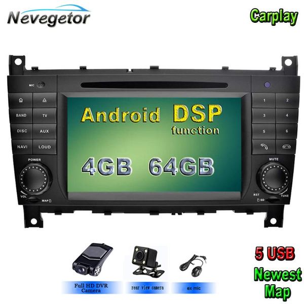 

5 usb android 9.0 car multimedi player for / w203 w209 w219 w169 a160 c180 c200 c230 c240 clk200 clk22 gps wifi car dvd