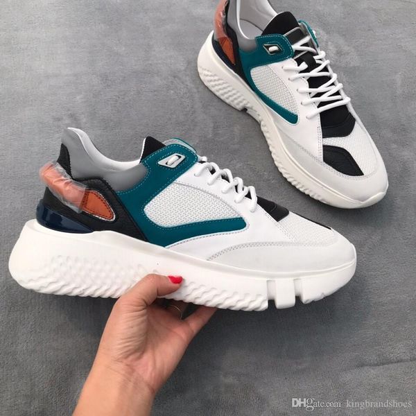 

couple shoes spring summer fashion combination color cowskin breathable thick bottom casual sneakers, Black