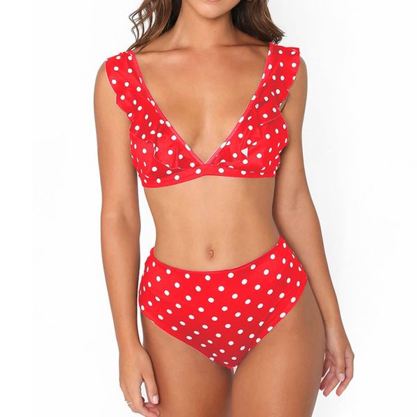 

Sexy High Waist Bikini Women Swimwear Push Up Swimsuit Ruffle Bathing Suit Polka Dot Biquinis Summer Beach Wear Female