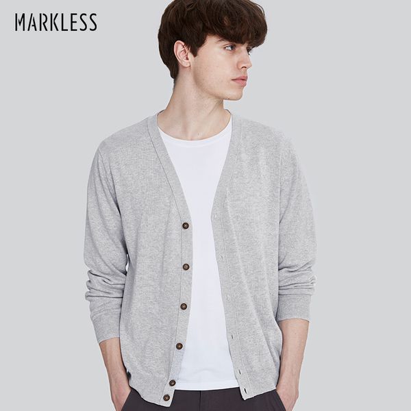 

markless knitted sweater men ramie cotton cardigans 2018 autumn long sleeve solid color v-neck knitting sueter hombre msa7721m, White;black