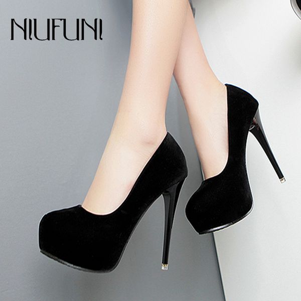 

niufuni women pumps platform wedding shoes stiletto solid color mary jane high heels party pumps platform ladies office shoes, Black