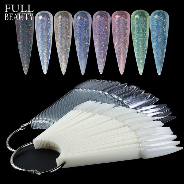 

40pcs stiletto nail display false tips clear natural black acrylic practice card fan board with ring for manicure polish ch1503, Red;gold