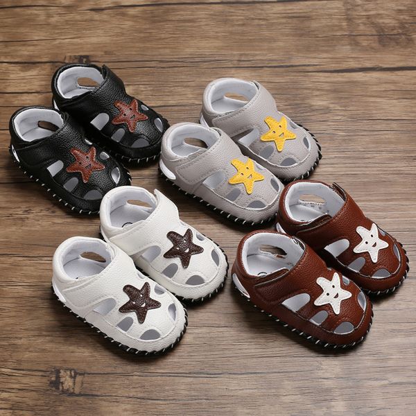 

детская обувь новорожденного лето сплошного цвета prewalker 100% мягкой кожа одиночной обуви детские сандалия для девочек малышей детских са, Black;red