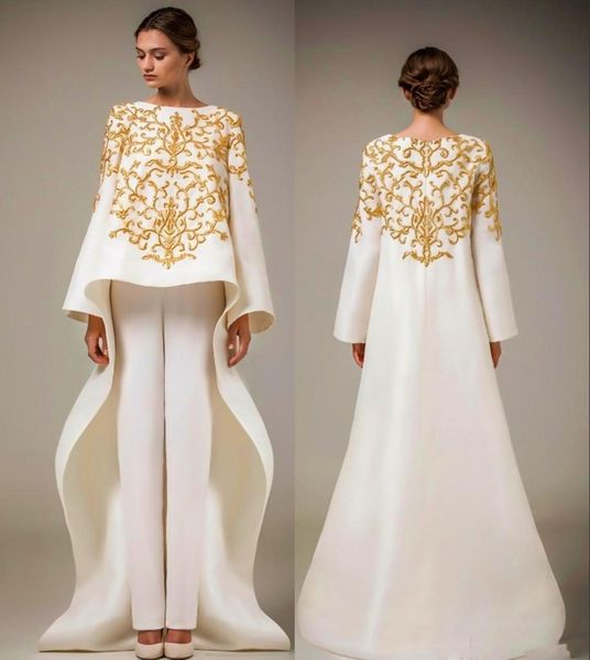 

white satin gold embroidery dresses party evening with long sleeves cape crew peplum ruffles tulle formal gowns zipper back prom dresses, Black;red