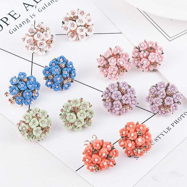 

women elegant colorful flower crystal rhinestone ear stud fashion earrings jewelry aretes de mujer pendientes accesorios mujer, Golden;silver
