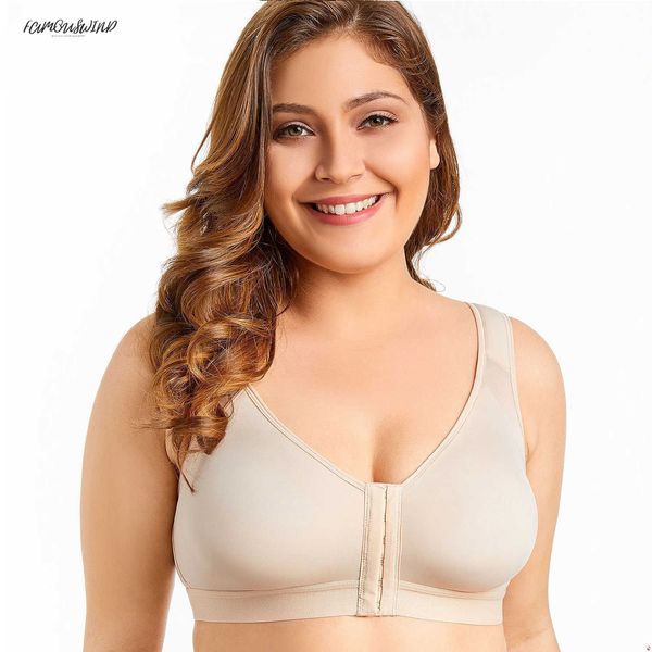 

womens fashion new front closure full coverage wire unlined back support bra good quality drop shipping, Red;black