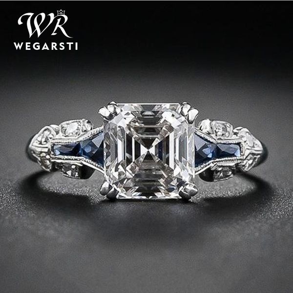 

wegarsti vintage square zircon jewelry rings for woman wedding party 925 sterling silver ring dropping wholesale big promotion, Golden;silver