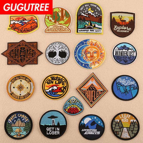 

gugutree one set embroidery round patch animal patches badges applique patches for clothing dk-90, Black