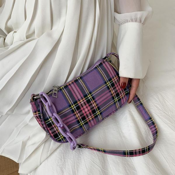 

vintage plaid женщины плеча подмышек сумка женская цепи сумки холст тотализатор