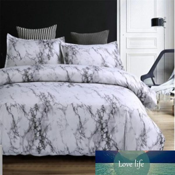 Set biancheria da letto trapunta con motivo pietra Biancheria da letto queen size con stampa reattiva Set copripiumini in marmo bianco e nero