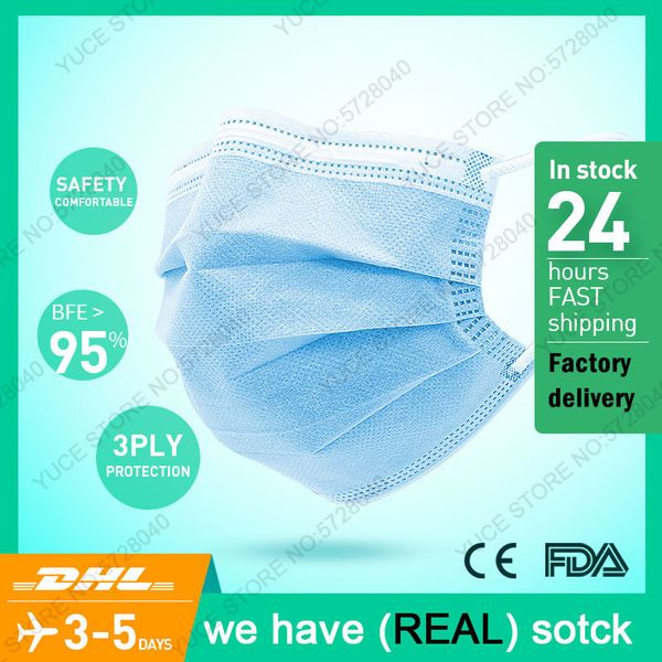 

dhl 100pcs anti-pollution 3 ply protection face masks nonwoven disposable mouth mask