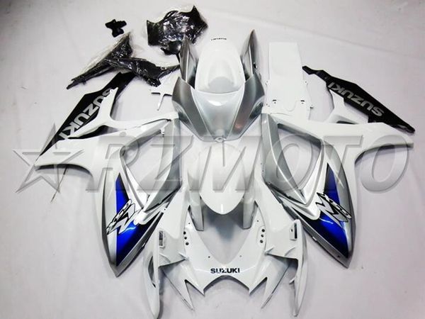 

4 gifts new abs motorcycle full fairings set fit for suzuki gsx-r600 gsx-r750 600 750 k6 gsxr 2006 2007 06 07 custom silver white