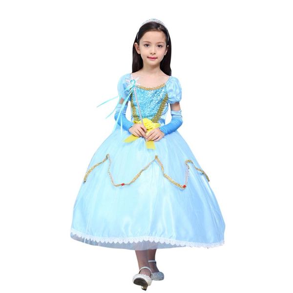 

child long princess dress kids embroidery patchwork tulle prom gown costumes children girls birthday party cosplay dresses #lr5, Red;yellow