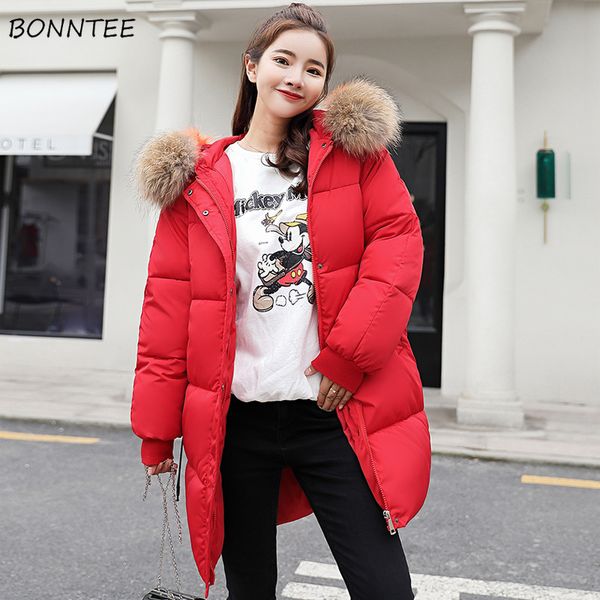 

parkas moda mujer 2018 plus size leisure classic pockets hooded womens outwear fur collar long sleeve warm soft ladies overcoats, Black
