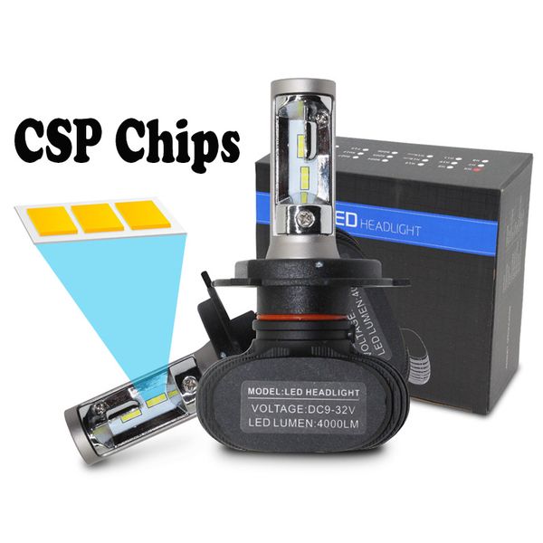

s1 h7 led headlight 12v 24v 50w use csp chips led car headlight bulb 6500k fanless fog lights auto headlamp light