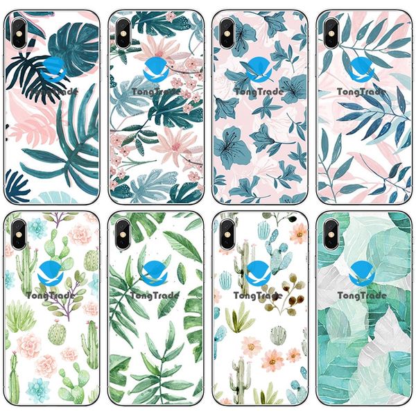 

tongtrade] soft silicone tpu case for iphone x xs 11 pro max 8 7 6s 6p 5s 5p samsung galaxy s20 s10 e artsy tropical rain forest leaf case