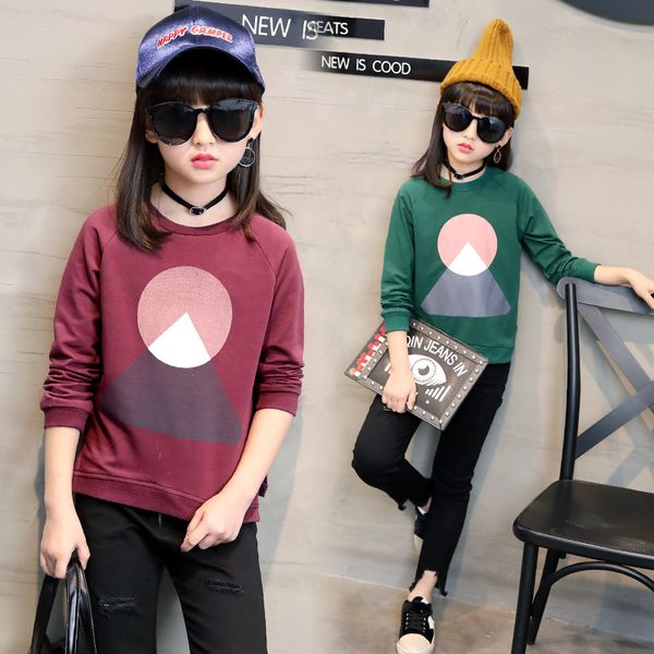 

2017 sweatshirt for a girl of 9 years old long sleeve autumn cotton kids teenage clothes for 12 years old, Black
