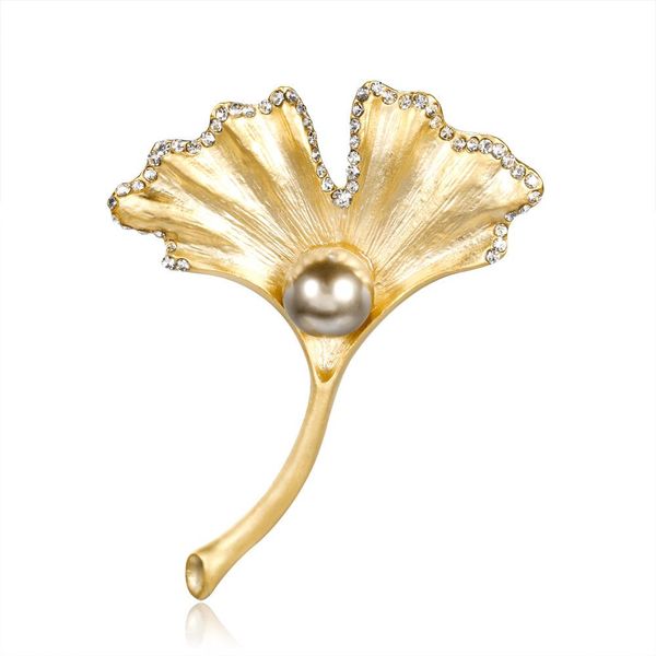 

antique crystal brooch, gingko leaf thread, silk scarf thread, dumb gold brooch, brooch, spot wholesale, Gray
