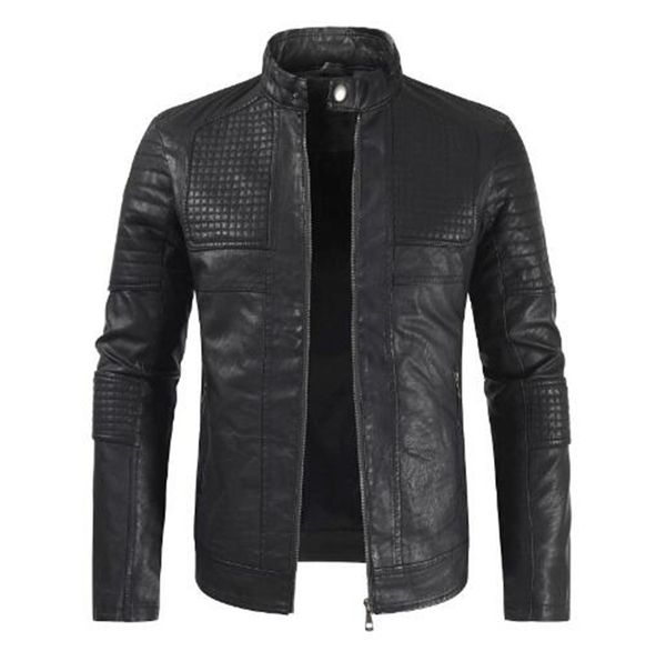 

men's korean version of boutique special personality fashion spring and autumn short collar handsome slim motorcycle leather coat / m-4, Black