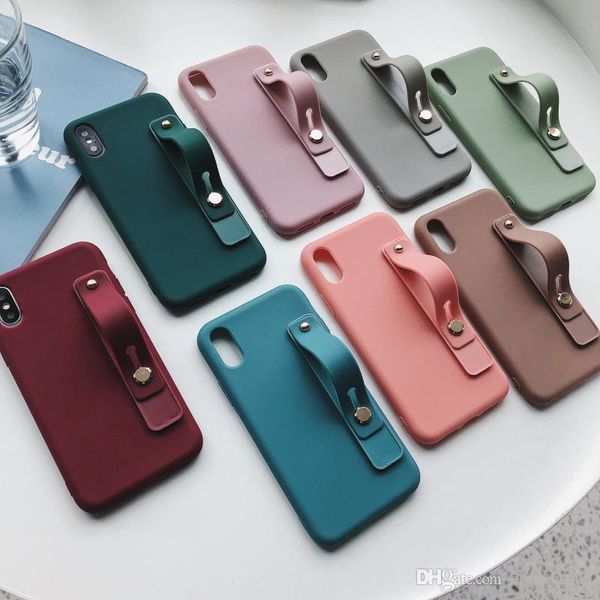 

wrist strap phone case for iphone 11 pro max 8 7 6 6s plus x xr xs max soft tpu case candy color cover with wristband