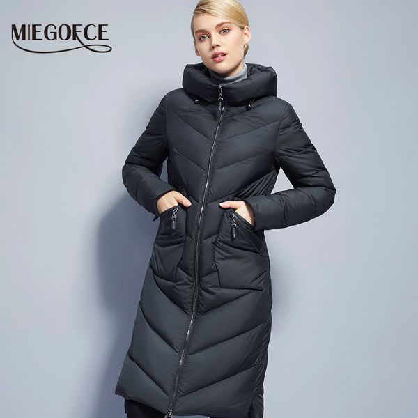 

long winter women's jacket coat thickening windproof women's parkas fashion women bio-down jacket parkas brand miegofce new 2017, Black