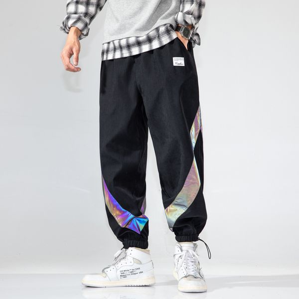 

autumn joggers pants men street hip hop harem pants mens fashion gradient pattern trousers plus size brand trouser male female, Black