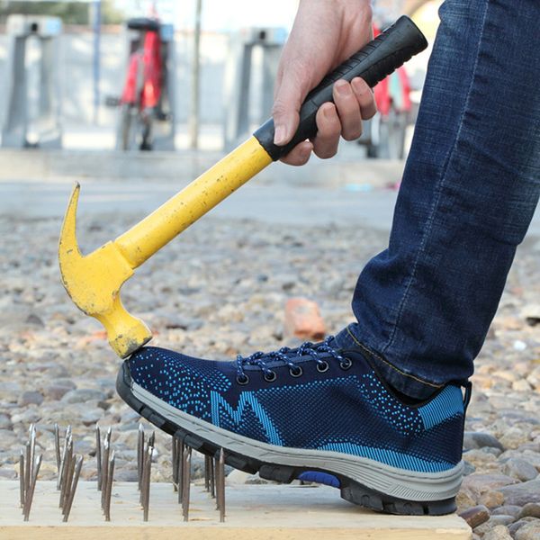 

work boots steel toe shoes work safety boot breathable flying woven anti-smashing piercing safety shoes labor insurance, Black