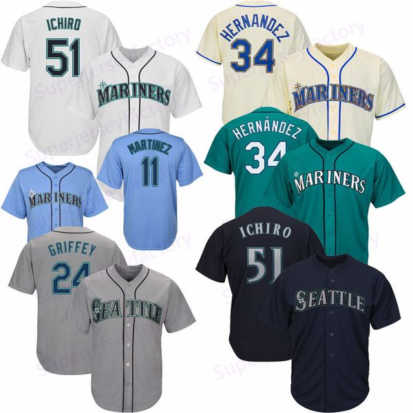 

Mens 51 Ichiro Suzuki Seattle jersey Mariners 24 Ken Griffey Women/Youth Jr. 22 Robinson Cano 100% Stitched Seattle baseball Jerseys