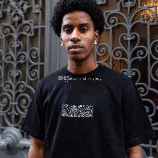 

19fw бандана box logo tee мужчины женщины hip hop летняя футболка casual street скейтборд короткие рукава размер s-xl, White;black