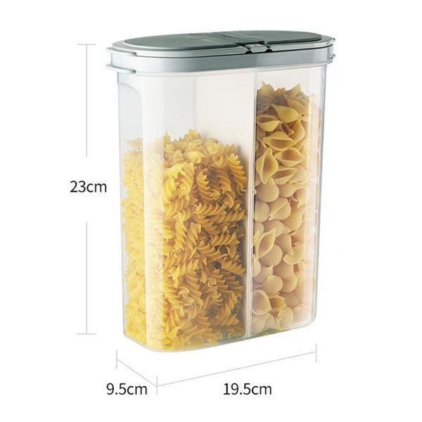 

2.6l storage box 2grids plastic cereal grains container sealed