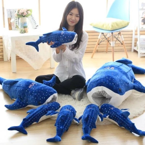 50-150 cm nuovo stile blu squalo giocattoli di peluche bambola di stoffa di pesce grande balena farcito peluche animali marini regalo di compleanno per bambini T191019
