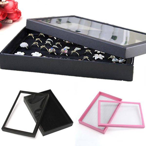 

great 100 slots ring jewelry display tray show case organizer box storage holder, Pink;blue