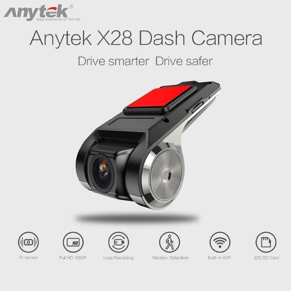

anytek x28 car dvr camera 1080p fhd lens wifi adas built-in g-sensor video recorder car dash camera electronics accessories