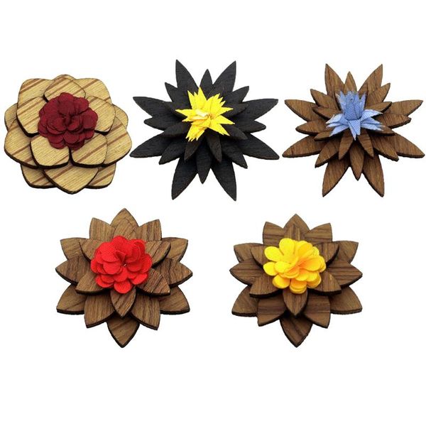 

novelty men's flower wooden brooch boutonniere lapel pin suit wedding corsage, Gray