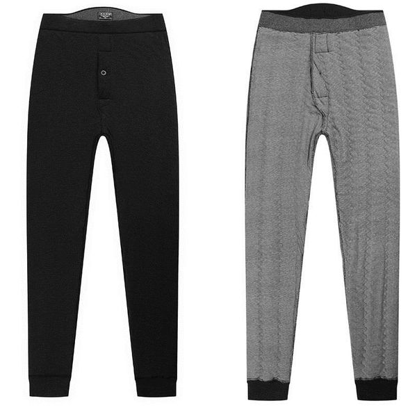

men's warm pants silk cotton pants high waist slim cotton warm pencil for outdoor workers, Black