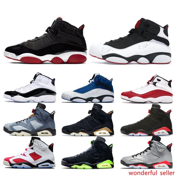 

rings 6 bred concord 6s washed denim men basketball shoes black infrared bred dmp psg 3m reflective mens sports sneakers size 7-13