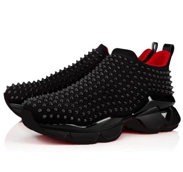 

2020 flat sneakers designer mens red bottoms shoes womens rivet spiky sock junior spikes flat shoes 0, Black