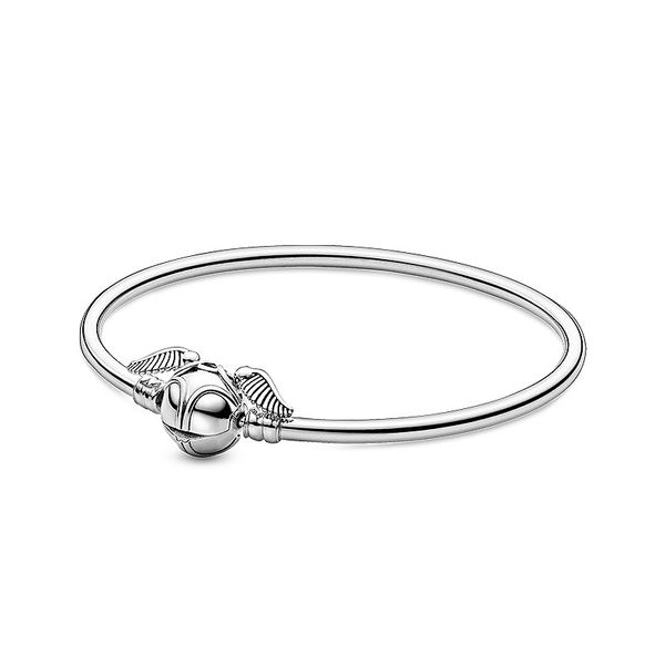 

cefuny 925 sterling silver moments golden snitch clasp bangle women christmas gifts winter new style collection wholesale, Black