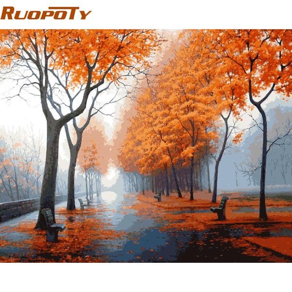 

ruopoty frame diy painiting by numbers landscape modern wall art canvas painting hand painted acrylic picture for home decor