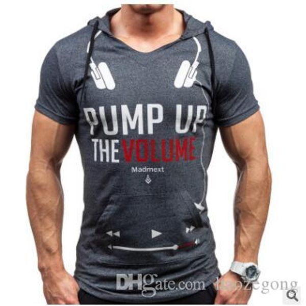 

letter printed funny men t shirt casual short sleeve mens t-shirt with hooded fashion cool t shirt for men, White;black