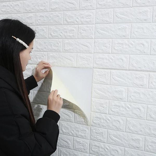 

3d wallpaper pe foam diy wall stickers wall decor embossed brick stone wallpaper room house 70x77cm poster